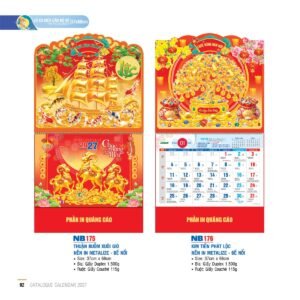 Lịch Treo Tường Lò Xo 2027 NB Mẫu NB175 (37 x 68cm) Quà Tết Công Đoàn Đầy Đủ Hóa Đơn VAT in logo doanh nghiệp quà tặng Tết tại Quà Tặng Công Đoàn