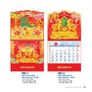 Lịch Bìa Treo 2027 NB Mẫu NB178 (29 x 41 cm) Quà Tết Công Đoàn Đầy Đủ Hóa Đơn VAT in logo doanh nghiệp quà tặng Tết tại Quà Tặng Công Đoàn