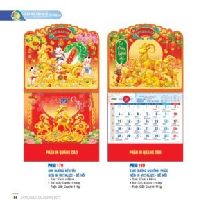 Lịch Treo Tường Lò Xo 2027 NB Mẫu NB179 (37 x 68cm) Quà Tết Công Đoàn Đầy Đủ Hóa Đơn VAT in logo doanh nghiệp quà tặng Tết tại Quà Tặng Công Đoàn