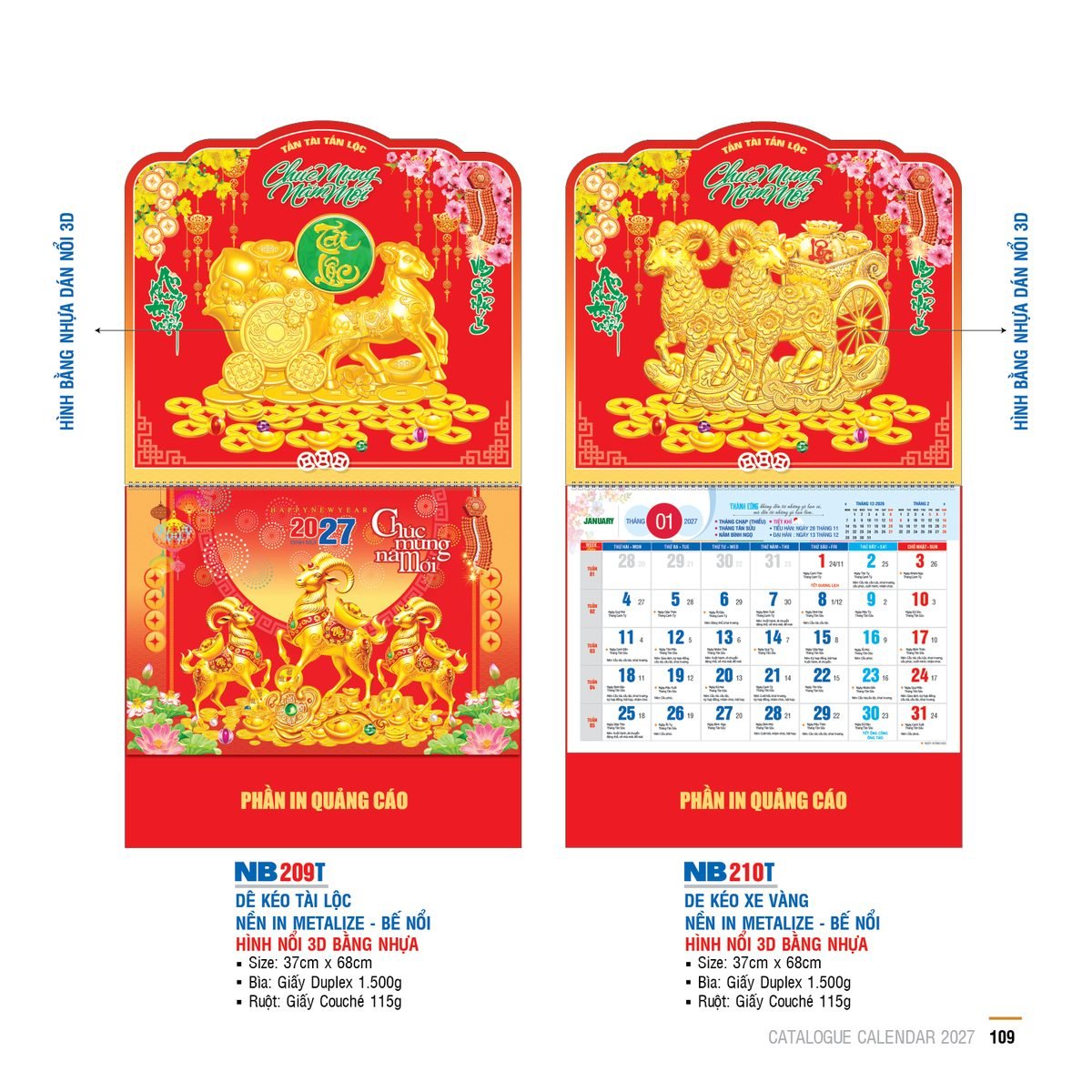 Lịch Bìa Treo 2027 NB Mẫu NB209T (29 x 41 cm) Quà Tết Công Đoàn Đầy Đủ Hóa Đơn VAT Lịch Bìa Treo 2027 NB Mẫu NB209T (29 x 41 cm) Quà Tết Công Đoàn Đầy Đủ Hóa Đơn VAT in logo doanh nghiệp quà tặng Tết tại Quà Tặng Công Đoàn