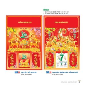 Lịch Bìa Treo 2027 NB Mẫu NB28 (29 x 41 cm) Quà Tết Công Đoàn Đầy Đủ Hóa Đơn VAT in logo doanh nghiệp quà tặng Tết tại Quà Tặng Công Đoàn