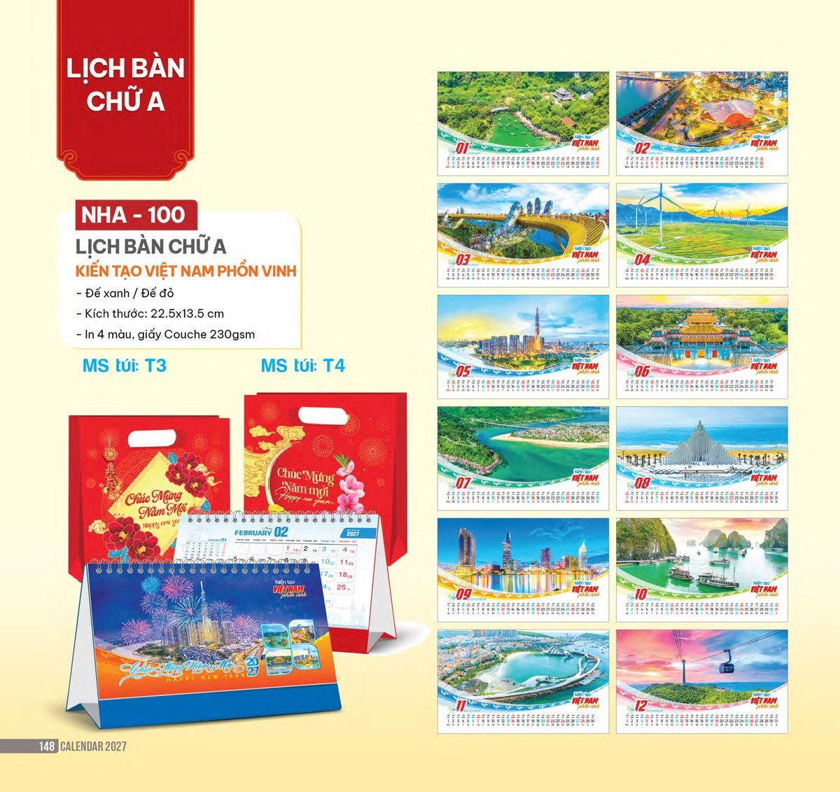 Lịch Bàn Chữ A 2027 NHA Mẫu NHA100 (17 x 19 cm) Quà Tết Công Đoàn Đầy Đủ Hóa Đơn VAT Lịch Bàn Chữ A 2027 NHA Mẫu NHA100 (17 x 19 cm) Quà Tết Công Đoàn Đầy Đủ Hóa Đơn VAT in logo doanh nghiệp quà tặng Tết tại Quà Tặng Công Đoàn
