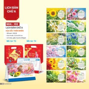 Lịch Bàn Chữ A 2027 NHA Mẫu NHA102 (17 x 19 cm) Quà Tết Công Đoàn Đầy Đủ Hóa Đơn VAT in logo doanh nghiệp quà tặng Tết tại Quà Tặng Công Đoàn