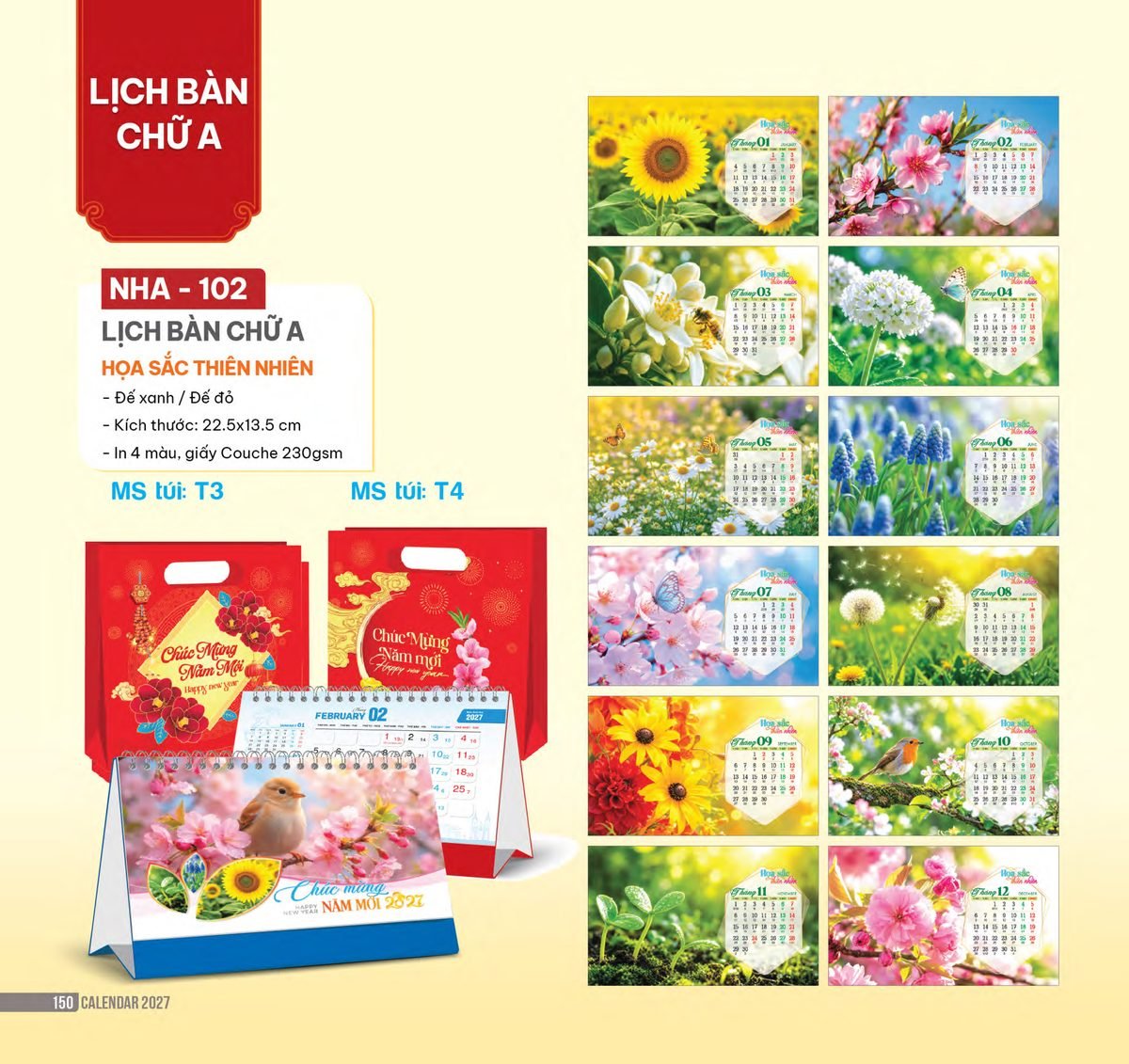 Lịch Bàn Chữ A 2027 NHA Mẫu NHA102 (17 x 19 cm) Quà Tết Công Đoàn Đầy Đủ Hóa Đơn VAT Lịch Bàn Chữ A 2027 NHA Mẫu NHA102 (17 x 19 cm) Quà Tết Công Đoàn Đầy Đủ Hóa Đơn VAT in logo doanh nghiệp quà tặng Tết tại Quà Tặng Công Đoàn