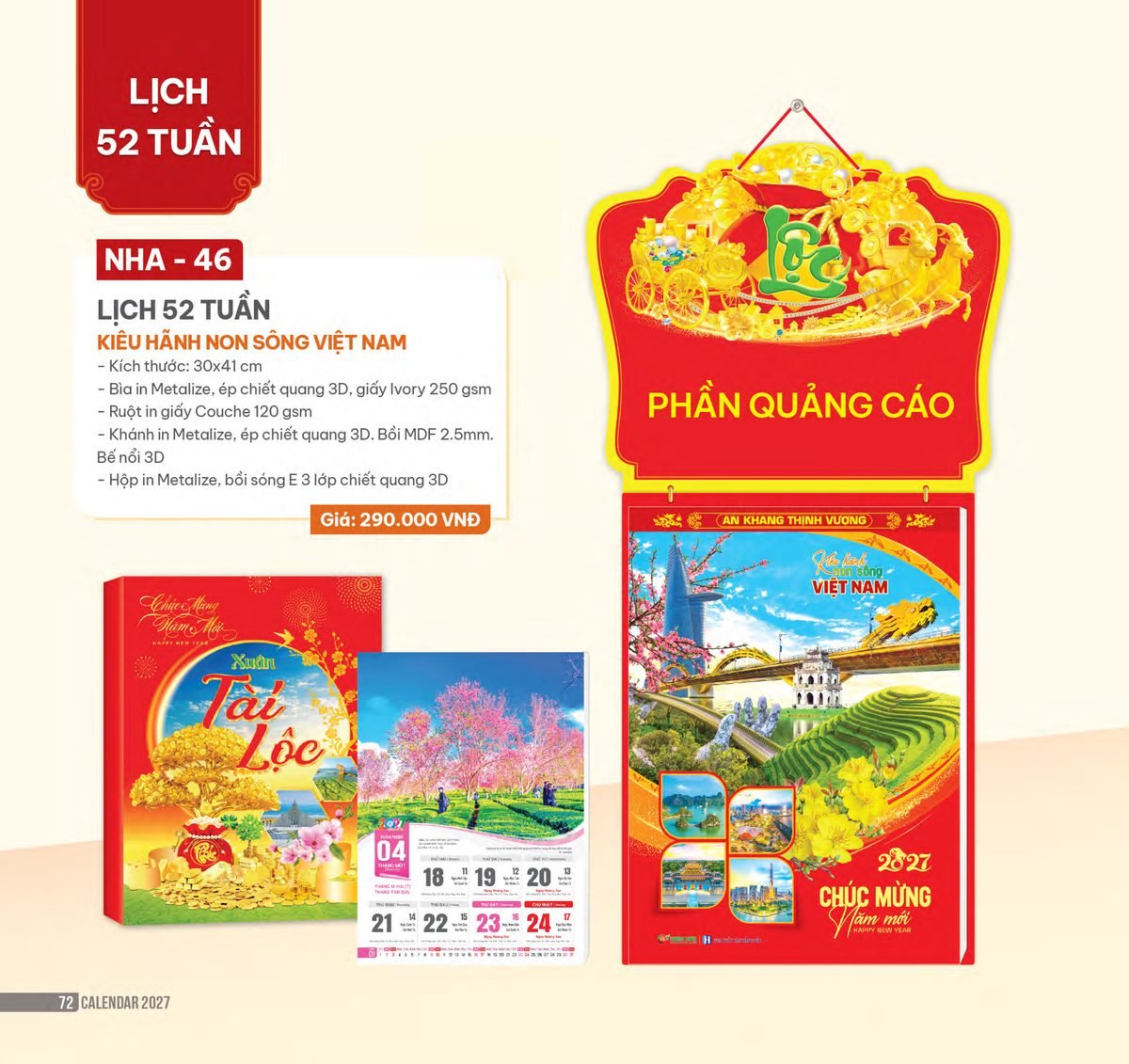 Lịch 52 Tuần 2027 NHA Mẫu NHA46 (30 x 41cm) Quà Tết Công Đoàn Đầy Đủ Hóa Đơn VAT Lịch 52 Tuần 2027 NHA Mẫu NHA46 (30 x 41cm) Quà Tết Công Đoàn Đầy Đủ Hóa Đơn VAT in logo doanh nghiệp quà tặng Tết tại Quà Tặng Công Đoàn