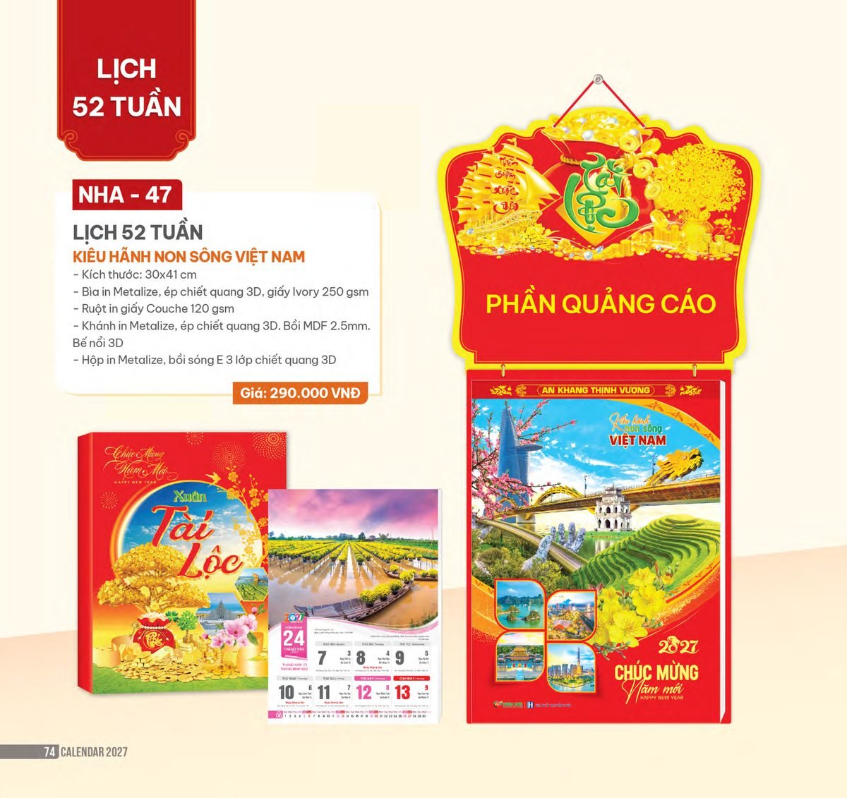 Lịch 52 Tuần 2027 NHA Mẫu NHA47 (30 x 41cm) Quà Tết Công Đoàn Đầy Đủ Hóa Đơn VAT Lịch 52 Tuần 2027 NHA Mẫu NHA47 (30 x 41cm) Quà Tết Công Đoàn Đầy Đủ Hóa Đơn VAT in logo doanh nghiệp quà tặng Tết tại Quà Tặng Công Đoàn