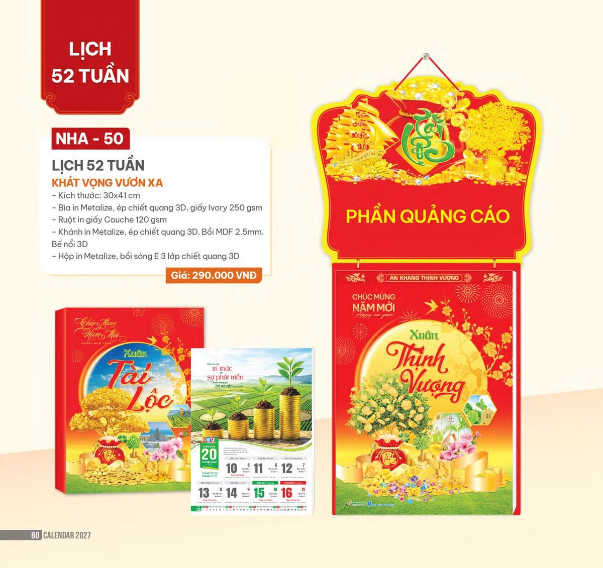 Lịch 52 Tuần 2027 NHA Mẫu NHA50 (30 x 41cm) Quà Tết Công Đoàn Đầy Đủ Hóa Đơn VAT Lịch 52 Tuần 2027 NHA Mẫu NHA50 (30 x 41cm) Quà Tết Công Đoàn Đầy Đủ Hóa Đơn VAT in logo doanh nghiệp quà tặng Tết tại Quà Tặng Công Đoàn