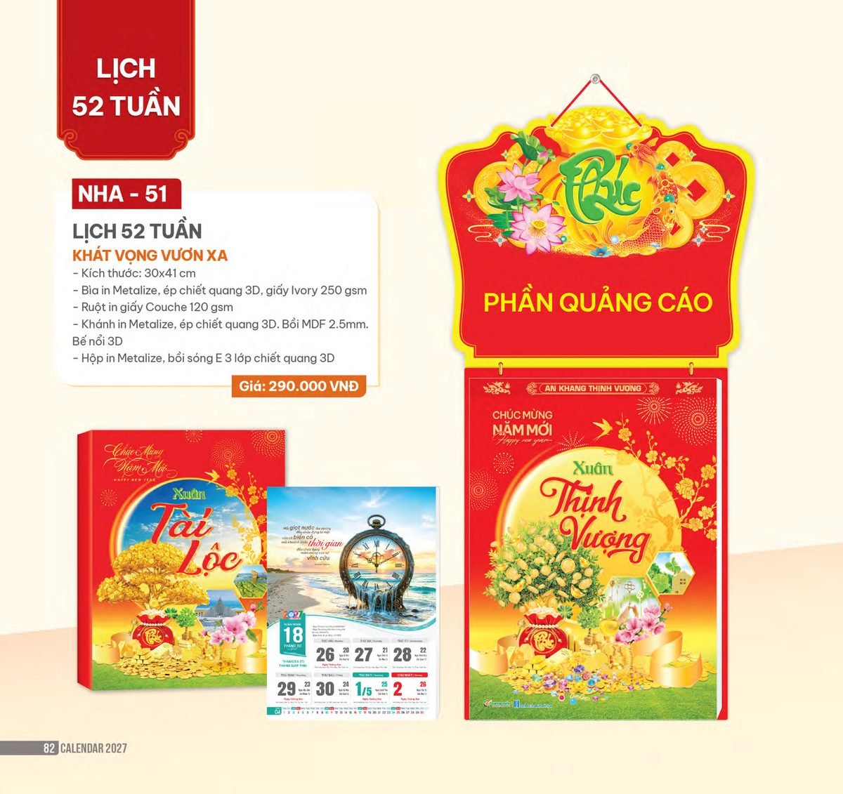 Lịch 52 Tuần 2027 NHA Mẫu NHA51 (30 x 41cm) Quà Tết Công Đoàn Đầy Đủ Hóa Đơn VAT Lịch 52 Tuần 2027 NHA Mẫu NHA51 (30 x 41cm) Quà Tết Công Đoàn Đầy Đủ Hóa Đơn VAT in logo doanh nghiệp quà tặng Tết tại Quà Tặng Công Đoàn