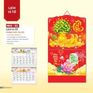 Lịch Bìa Treo 2027 NHA Mẫu NHA52 (37 x 68cm) Quà Tết Công Đoàn Đầy Đủ Hóa Đơn VAT in logo doanh nghiệp quà tặng Tết tại Quà Tặng Công Đoàn