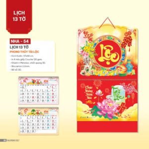 Lịch Bìa Treo 2027 NHA Mẫu NHA54 (37 x 68cm) Quà Tết Công Đoàn Đầy Đủ Hóa Đơn VAT in logo doanh nghiệp quà tặng Tết tại Quà Tặng Công Đoàn