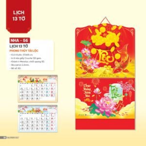 Lịch Bìa Treo 2027 NHA Mẫu NHA56 (37 x 68cm) Quà Tết Công Đoàn Đầy Đủ Hóa Đơn VAT in logo doanh nghiệp quà tặng Tết tại Quà Tặng Công Đoàn