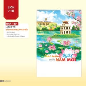 Lịch Treo Tường Lò Xo 2027 NHA Mẫu NHA80 (40 x 60cm) Quà Tết Công Đoàn Đầy Đủ Hóa Đơn VAT in logo doanh nghiệp quà tặng Tết tại Quà Tặng Công Đoàn