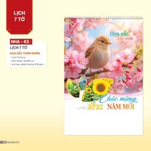 Lịch Treo Tường Lò Xo 2027 NHA Mẫu NHA83 (40 x 60cm) Quà Tết Công Đoàn Đầy Đủ Hóa Đơn VAT in logo doanh nghiệp quà tặng Tết tại Quà Tặng Công Đoàn