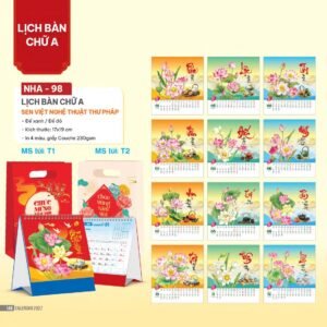 Lịch Bàn Chữ A 2027 NHA Mẫu NHA98 (17 x 19cm) Quà Tết Công Đoàn Đầy Đủ Hóa Đơn VAT in logo doanh nghiệp quà tặng Tết tại Quà Tặng Công Đoàn