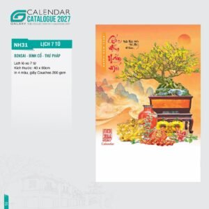 Lịch Treo Tường Lò Xo 7 Tờ 2027 NH Mẫu NH31 (40 x 60cm) Quà Tết Công Đoàn Đầy Đủ Hóa Đơn VAT in logo doanh nghiệp quà tặng Tết tại Quà Tặng Công Đoàn