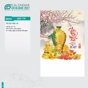 Lịch Treo Tường Lò Xo 7 Tờ 2027 NH Mẫu NH34 (40 x 60cm) Quà Tết Công Đoàn Đầy Đủ Hóa Đơn VAT in logo doanh nghiệp quà tặng Tết tại Quà Tặng Công Đoàn