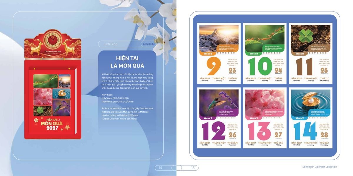 Lịch Bloc Cao Cấp SH 2027 SH02 Quà Tết Công Đoàn Đầy Đủ Hóa Đơn VAT