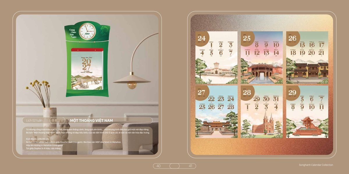 Lịch Bloc Cao Cấp SH 2027 SH15 Quà Tết Công Đoàn Đầy Đủ Hóa Đơn VAT