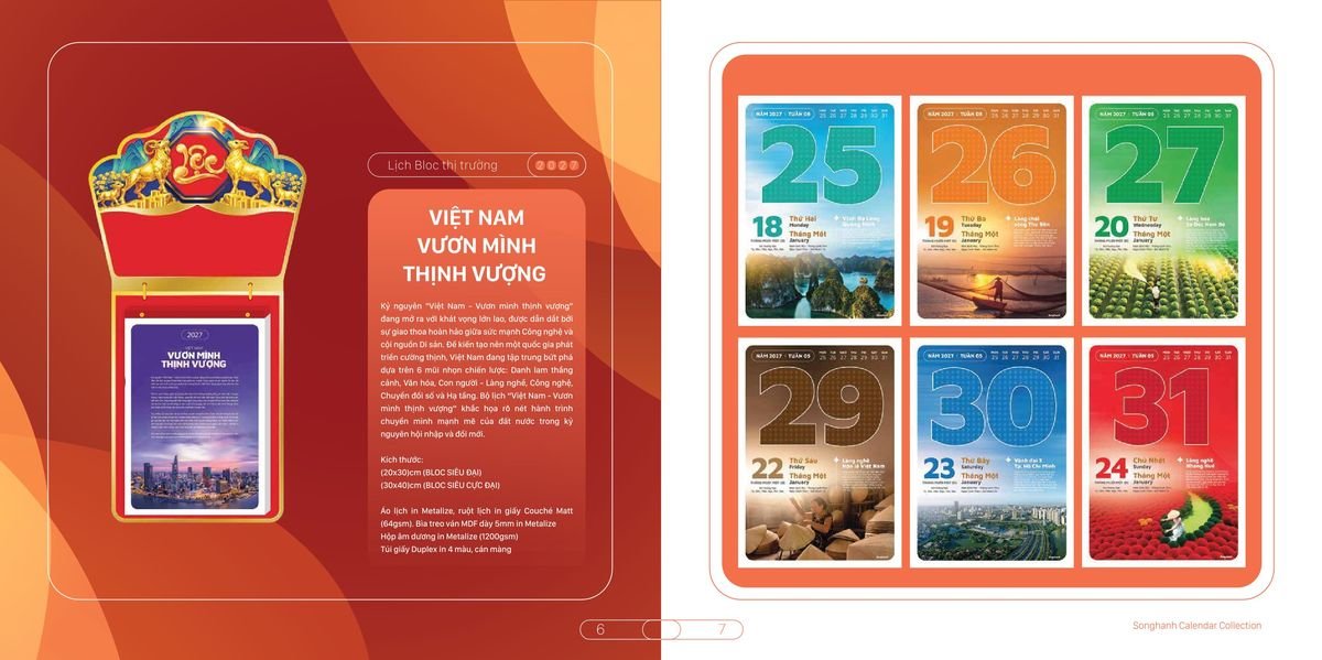 Lịch Bloc Cao Cấp Song Hạnh 2027 SH46 Quà Tết Công Đoàn Đầy Đủ Hóa Đơn VAT