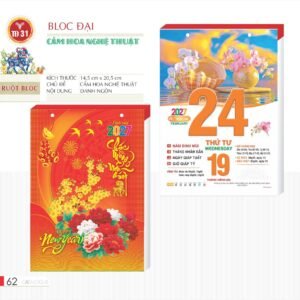 Lịch Bloc 2027 TD Mẫu TD31 (29 x 41 cm) Quà Tết Công Đoàn Đầy Đủ Hóa Đơn VAT in logo doanh nghiệp quà tặng Tết tại Quà Tặng Công Đoàn