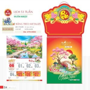 Lịch Treo Tường Lò Xo 2027 TD Mẫu TD42 (40 x 60 cm) Quà Tết Công Đoàn Đầy Đủ Hóa Đơn VAT in logo doanh nghiệp quà tặng Tết tại Quà Tặng Công Đoàn