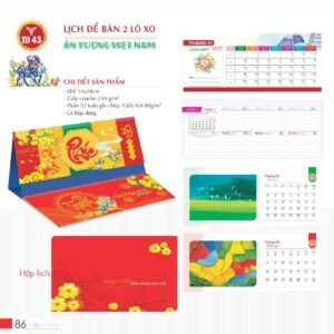 Lịch Để Bàn 2027 TD Mẫu TD43 (14 x 24cm) Quà Tết Công Đoàn Đầy Đủ Hóa Đơn VAT in logo doanh nghiệp quà tặng Tết tại Quà Tặng Công Đoàn