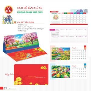 Lịch Để Bàn 2027 TD Mẫu TD47 (14 x 24cm) Quà Tết Công Đoàn Đầy Đủ Hóa Đơn VAT in logo doanh nghiệp quà tặng Tết tại Quà Tặng Công Đoàn
