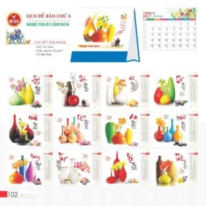 Lịch Bàn Chữ A 2027 TD Mẫu TD52 (19 x 19cm) Quà Tết Công Đoàn Đầy Đủ Hóa Đơn VAT in logo doanh nghiệp quà tặng Tết tại Quà Tặng Công Đoàn