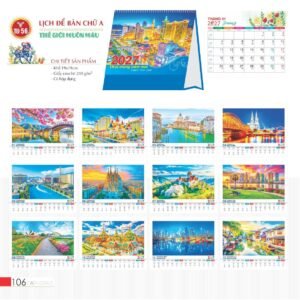 Lịch Bàn Chữ A 2027 TD Mẫu TD56 (19 x 19cm) Quà Tết Công Đoàn Đầy Đủ Hóa Đơn VAT in logo doanh nghiệp quà tặng Tết tại Quà Tặng Công Đoàn