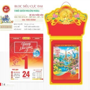 Lịch Bloc Siêu Cực Đại 2027 TD Mẫu TD7 (38 x 53 cm) Quà Tết Công Đoàn Đầy Đủ Hóa Đơn VAT in logo doanh nghiệp quà tặng Tết tại Quà Tặng Công Đoàn