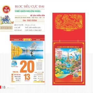 Lịch Bloc Siêu Cực Đại 2027 TD Mẫu TD9 (38 x 53 cm) Quà Tết Công Đoàn Đầy Đủ Hóa Đơn VAT in logo doanh nghiệp quà tặng Tết tại Quà Tặng Công Đoàn
