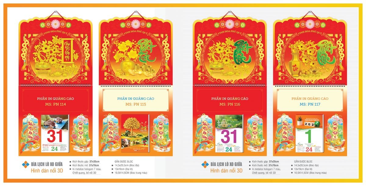 Bìa Lịch Treo Gắn Bloc TPNBIA16 Quà Tết Công Đoàn Đầy Đủ Hóa Đơn VAT