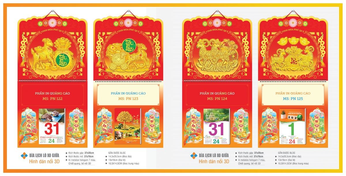 Bìa Lịch Treo Gắn Bloc TPNBIA18 Quà Tết Công Đoàn Đầy Đủ Hóa Đơn VAT
