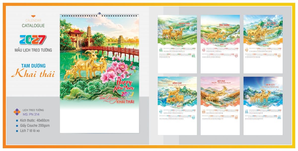 Lịch 7 Tờ Lò Xo TPNLX04 Quà Tết Công Đoàn Đầy Đủ Hóa Đơn VAT
