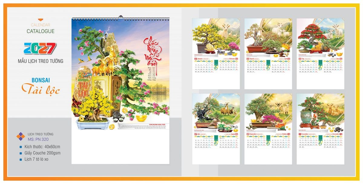 Lịch 7 Tờ Lò Xo TPNLX10 Quà Tết Công Đoàn Đầy Đủ Hóa Đơn VAT