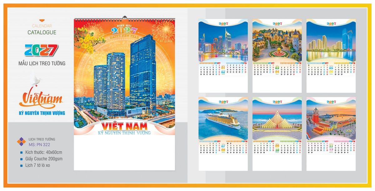 Lịch 7 Tờ Lò Xo TPNLX12 Quà Tết Công Đoàn Đầy Đủ Hóa Đơn VAT