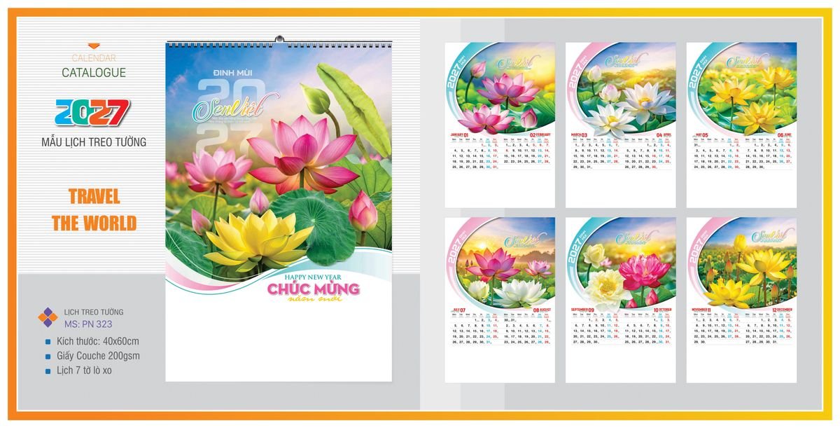 Lịch 7 Tờ Lò Xo TPNLX14 Quà Tết Công Đoàn Đầy Đủ Hóa Đơn VAT
