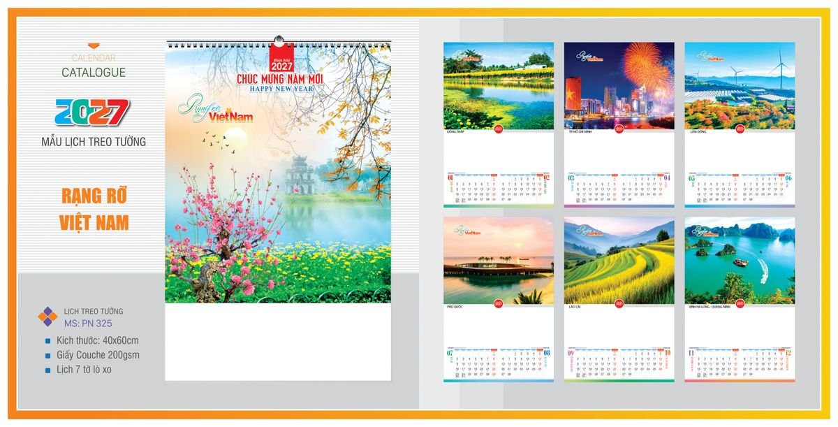 Lịch 7 Tờ Lò Xo TPNLX15 Quà Tết Công Đoàn Đầy Đủ Hóa Đơn VAT
