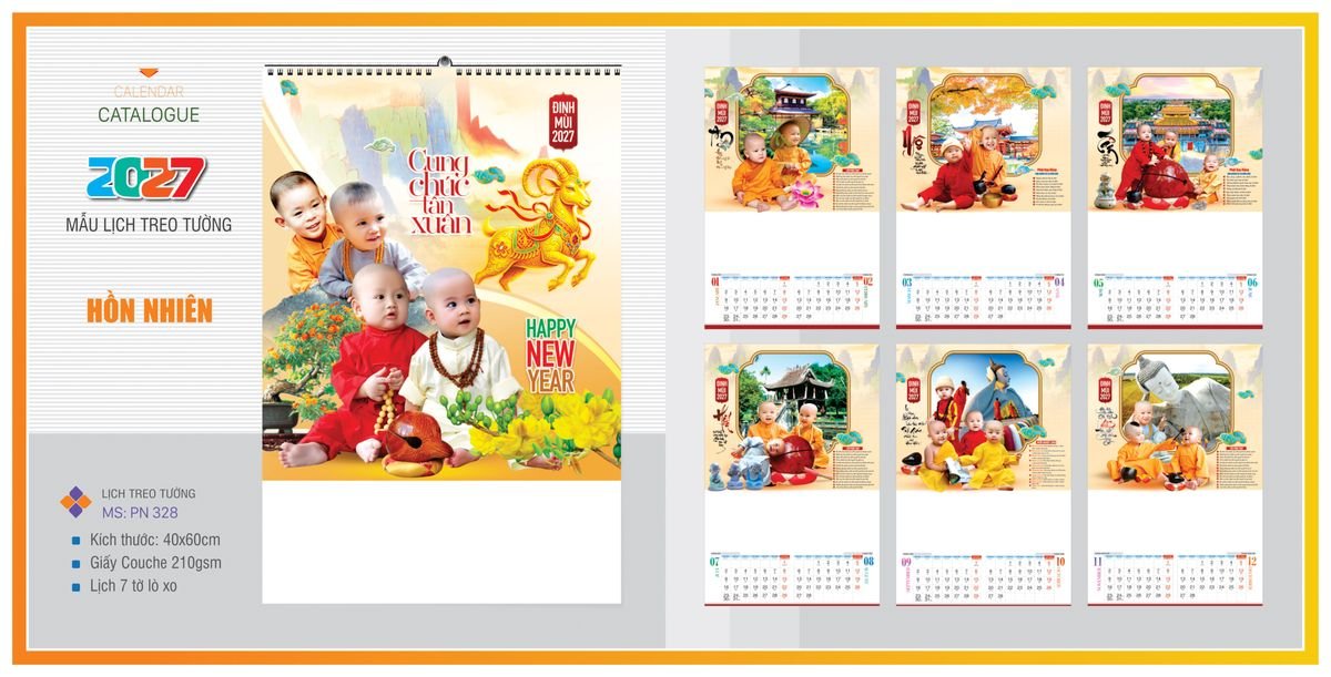 Lịch 7 Tờ Lò Xo TPNLX18 Quà Tết Công Đoàn Đầy Đủ Hóa Đơn VAT