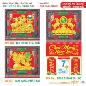 Lịch Treo Tường Lò Xo 2027 TS Mẫu TS-36 (37 x 70 cm) Quà Tết Công Đoàn Đầy Đủ Hóa Đơn VAT