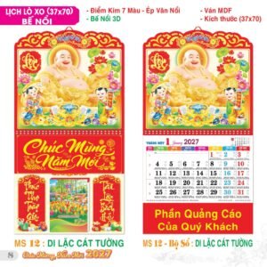 Lịch Treo Tường Lò Xo 2027 TS Mẫu TS-9 (37 x 70 cm) Quà Tết Công Đoàn Đầy Đủ Hóa Đơn VAT