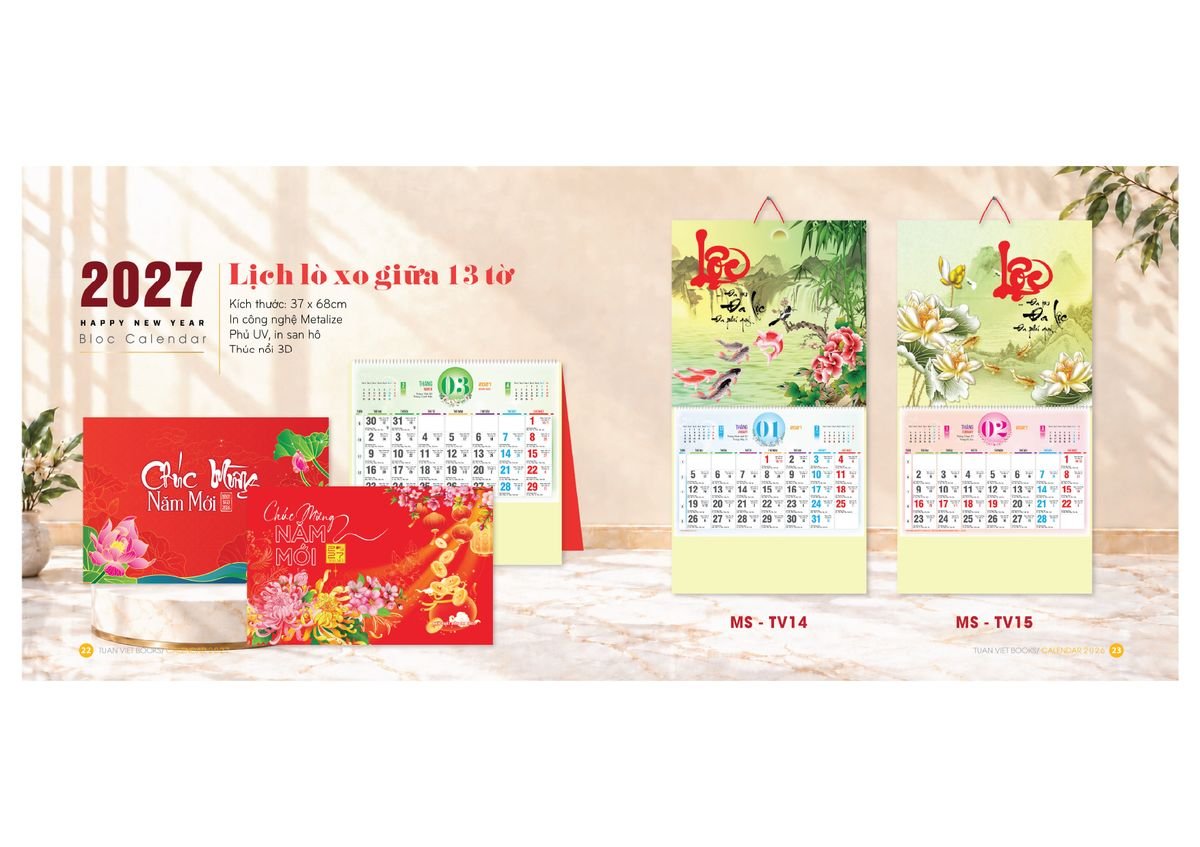 Lịch Bloc Cực Đại 2027 TV10 Quà Tết Công Đoàn Đầy Đủ Hóa Đơn VAT