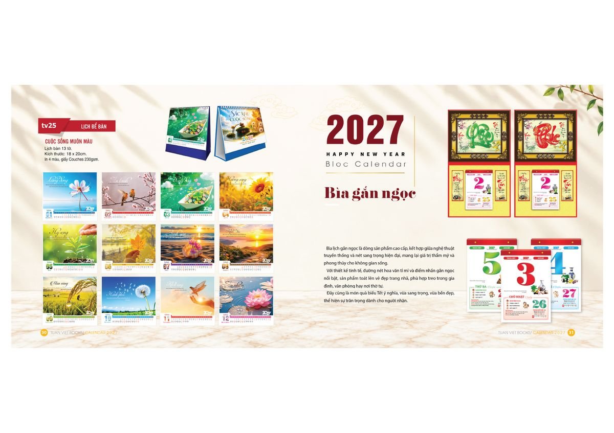 Lịch Bìa Treo Gắn Bloc 2027 TV16 Quà Tết Công Đoàn Đầy Đủ Hóa Đơn VAT