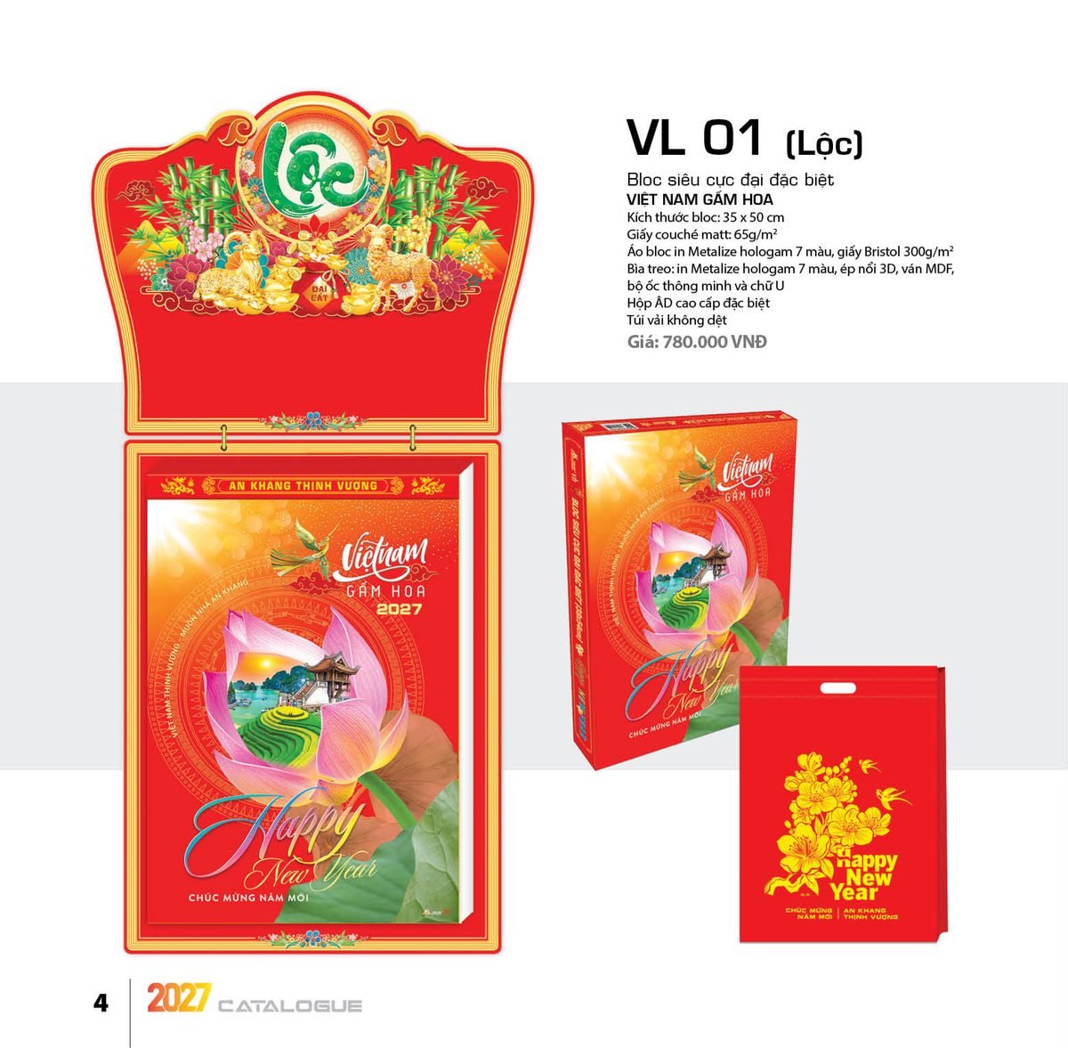 Lịch Bloc Siêu Cực Đại 2027 VL Mẫu VL01 (35 x 50cm) Quà Tết Công Đoàn Đầy Đủ Hóa Đơn VAT Lịch Bloc Siêu Cực Đại 2027 VL Mẫu VL01 (35 x 50cm) Quà Tết Công Đoàn Đầy Đủ Hóa Đơn VAT in logo doanh nghiệp quà tặng Tết tại Quà Tặng Công Đoàn