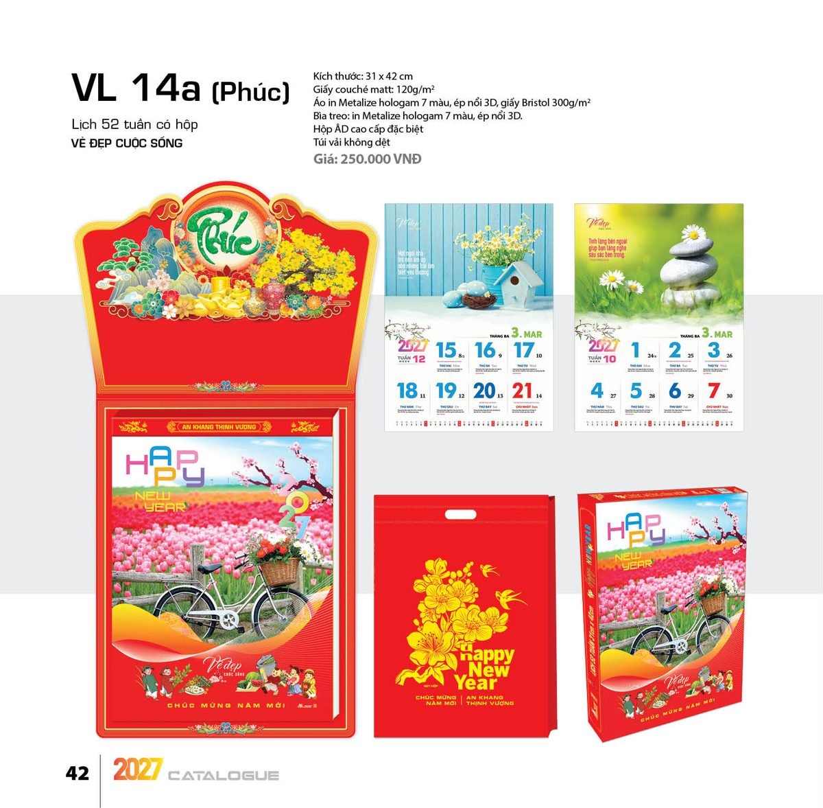 Lịch 52 Tuần 2027 VL Mẫu VL15 (31 x 42 cm) Quà Tết Công Đoàn Đầy Đủ Hóa Đơn VAT Lịch 52 Tuần 2027 VL Mẫu VL15 (31 x 42 cm) Quà Tết Công Đoàn Đầy Đủ Hóa Đơn VAT in logo doanh nghiệp quà tặng Tết tại Quà Tặng Công Đoàn